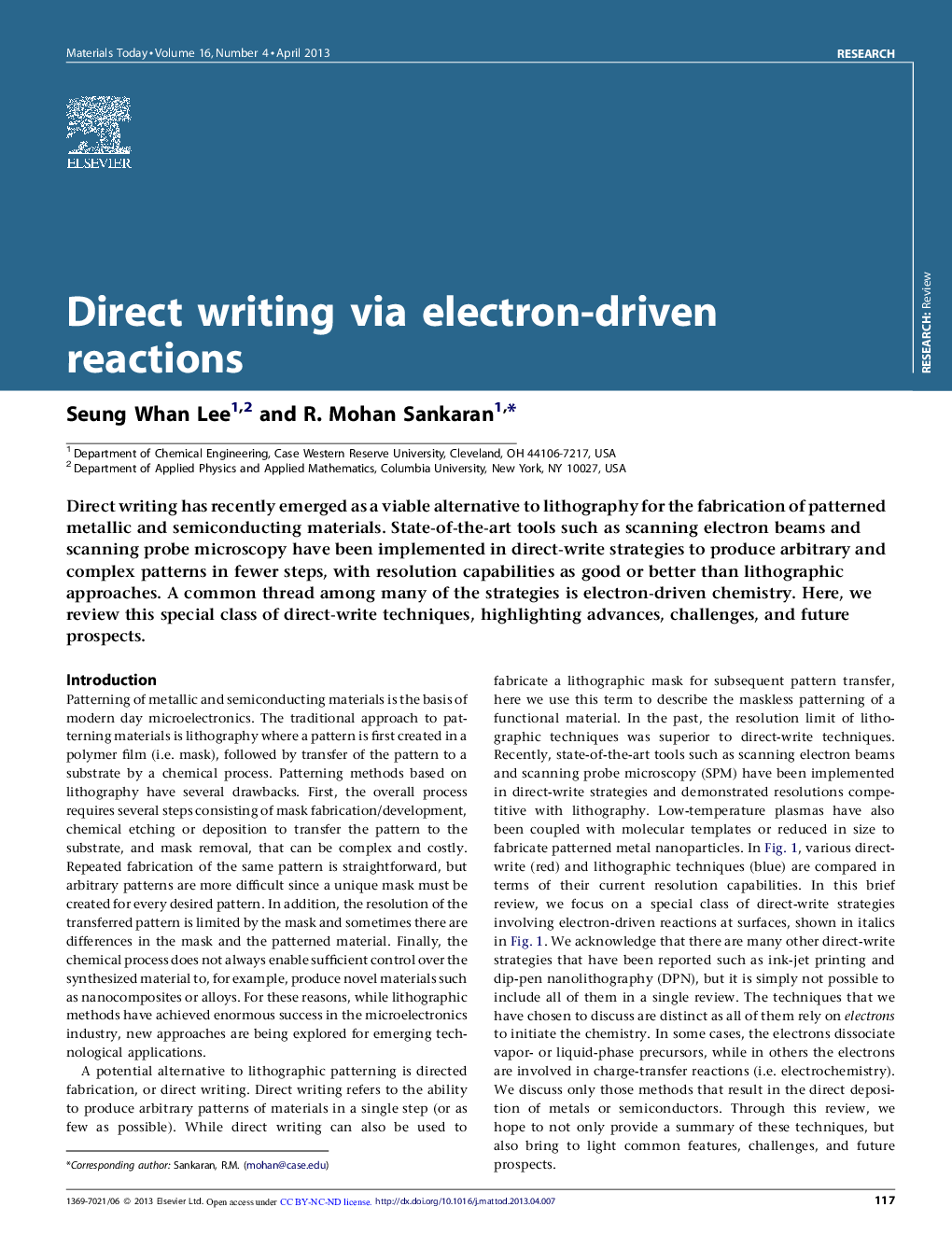 Direct writing via electron-driven reactions