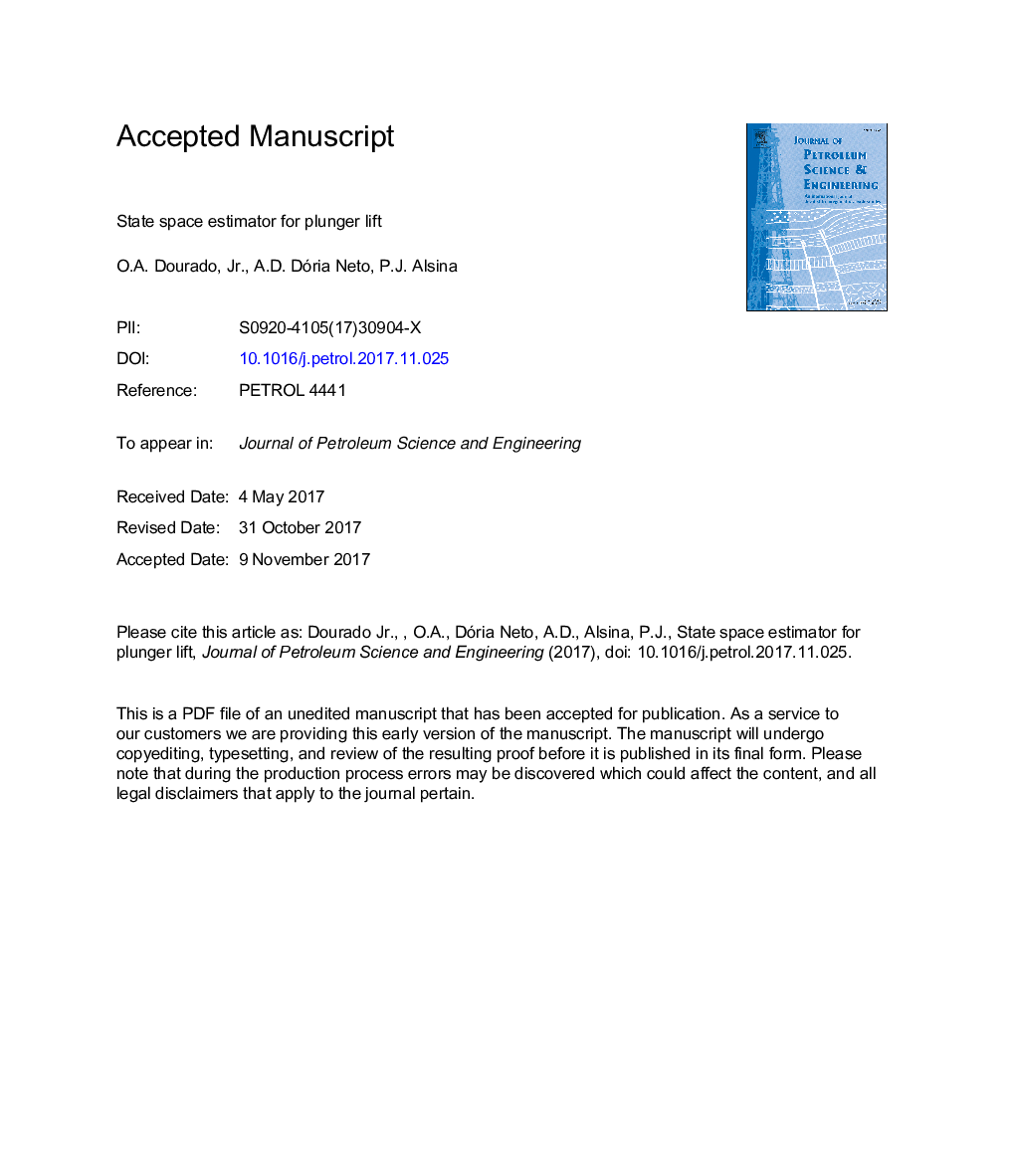 State Space Estimator for Plunger Lift