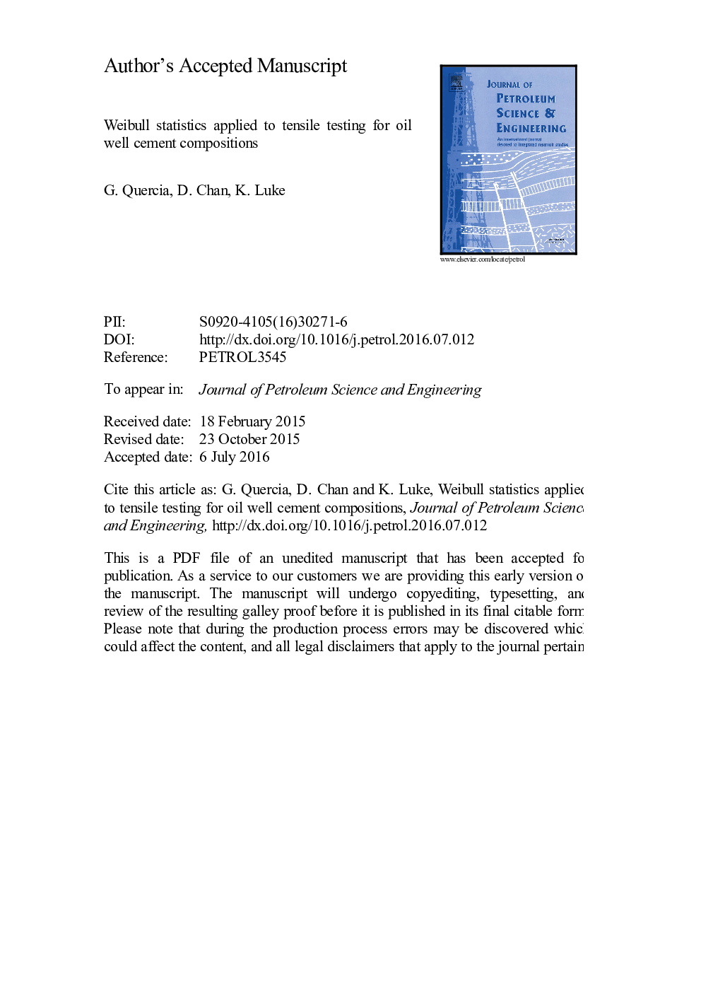 Weibull statistics applied to tensile testing for oil well cement compositions