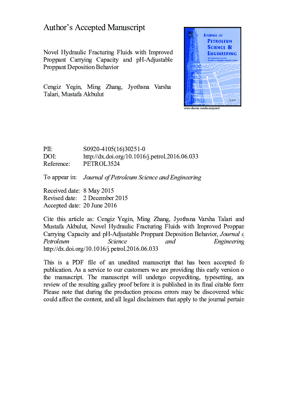 Novel hydraulic fracturing fluids with improved proppant carrying capacity and pH-adjustable proppant deposition behavior