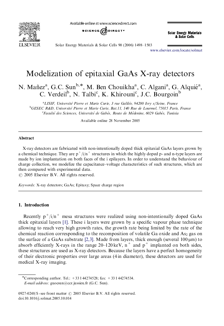 Modelization of epitaxial GaAs X-ray detectors