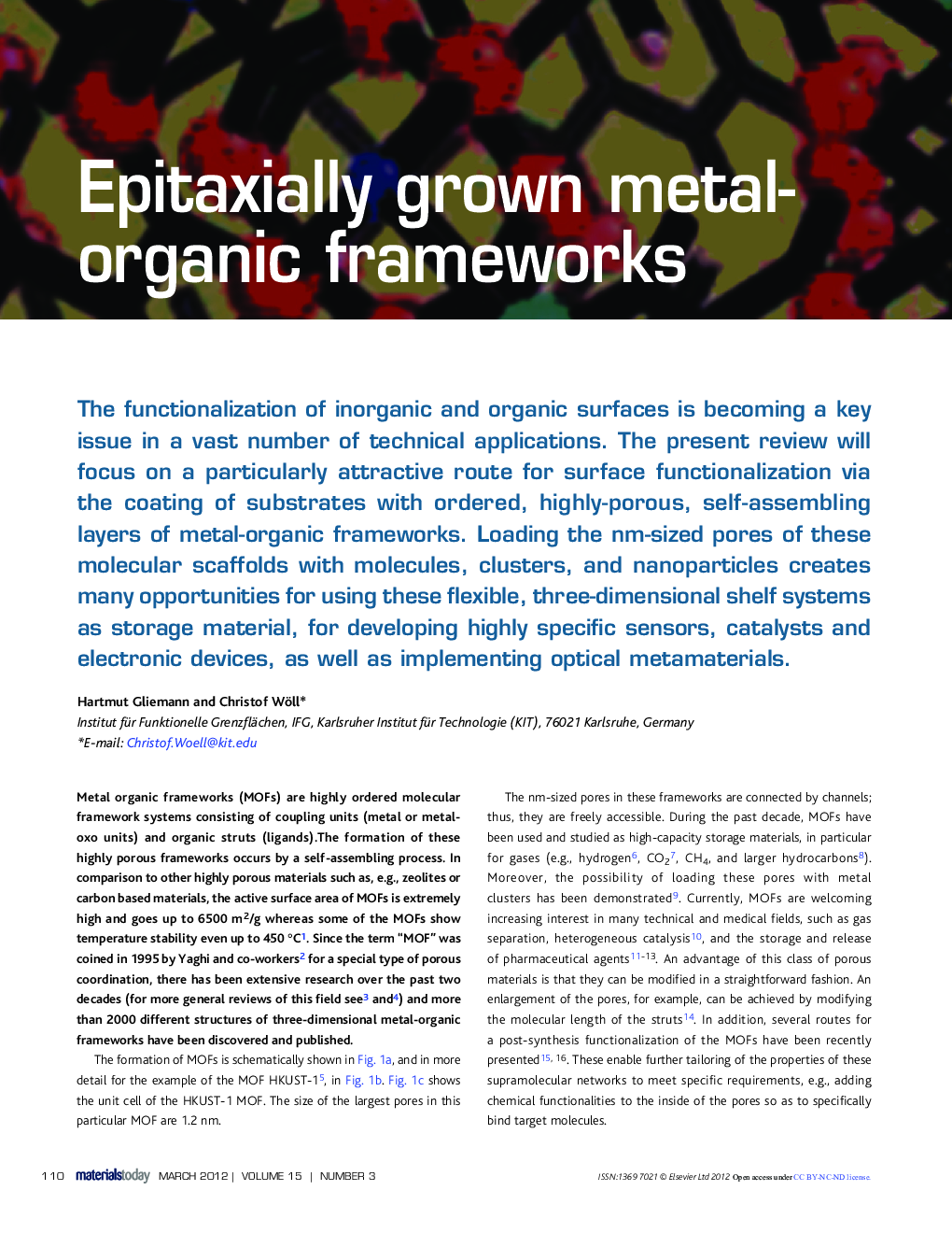 Epitaxially grown metal-organic frameworks