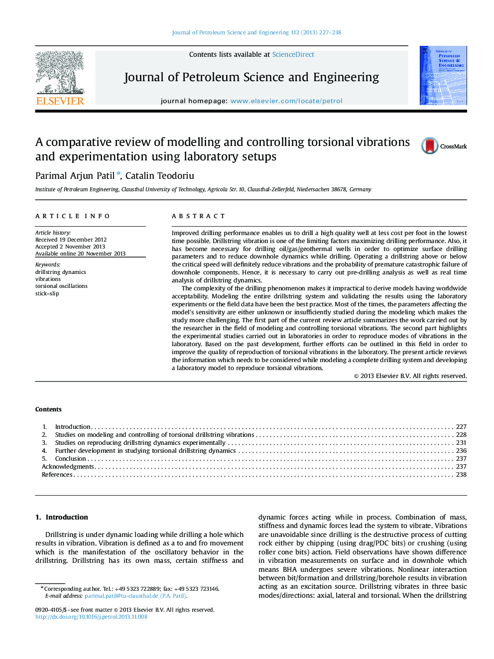 A comparative review of modelling and controlling torsional vibrations and experimentation using laboratory setups