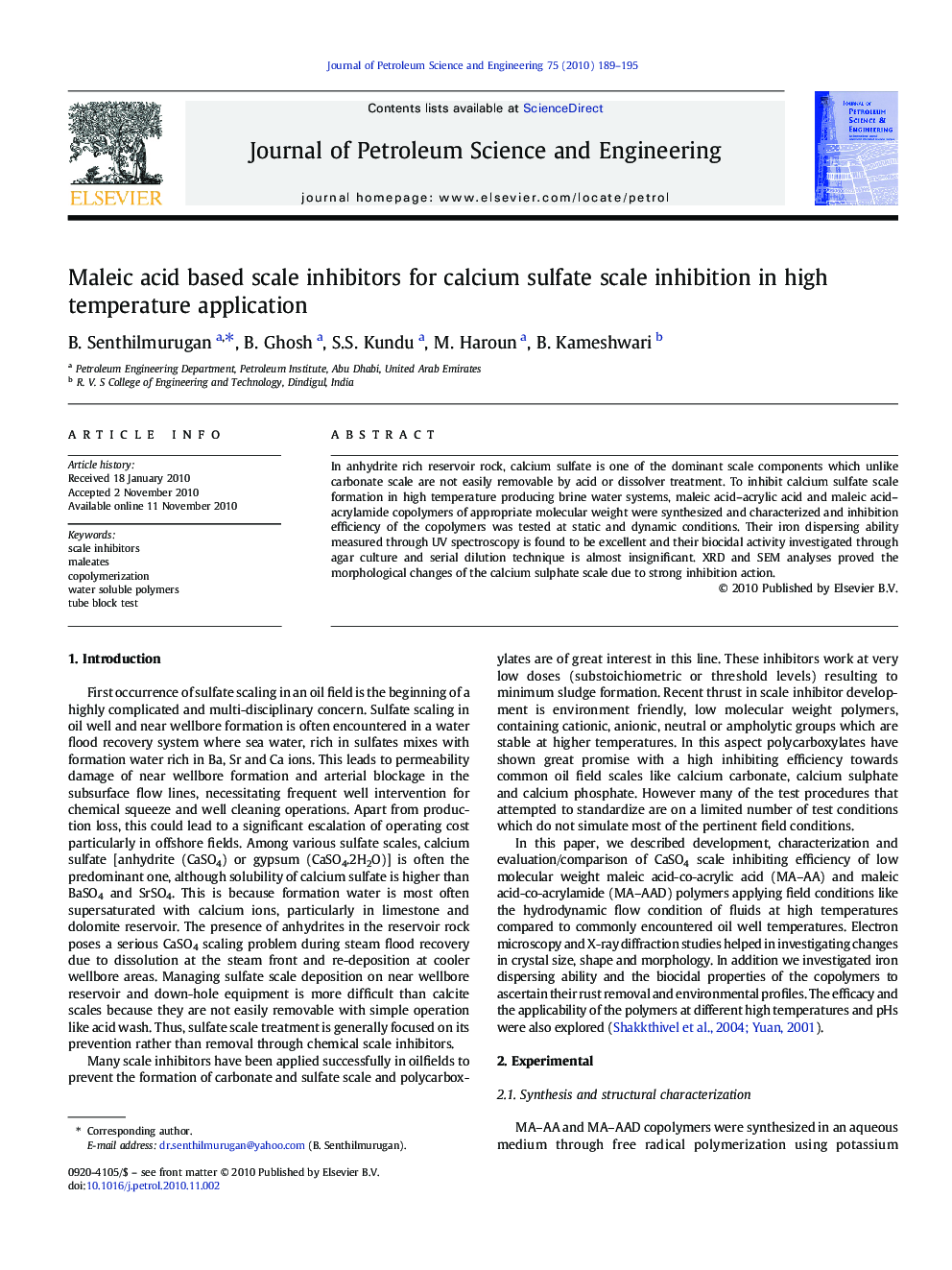 Maleic acid based scale inhibitors for calcium sulfate scale inhibition in high temperature application