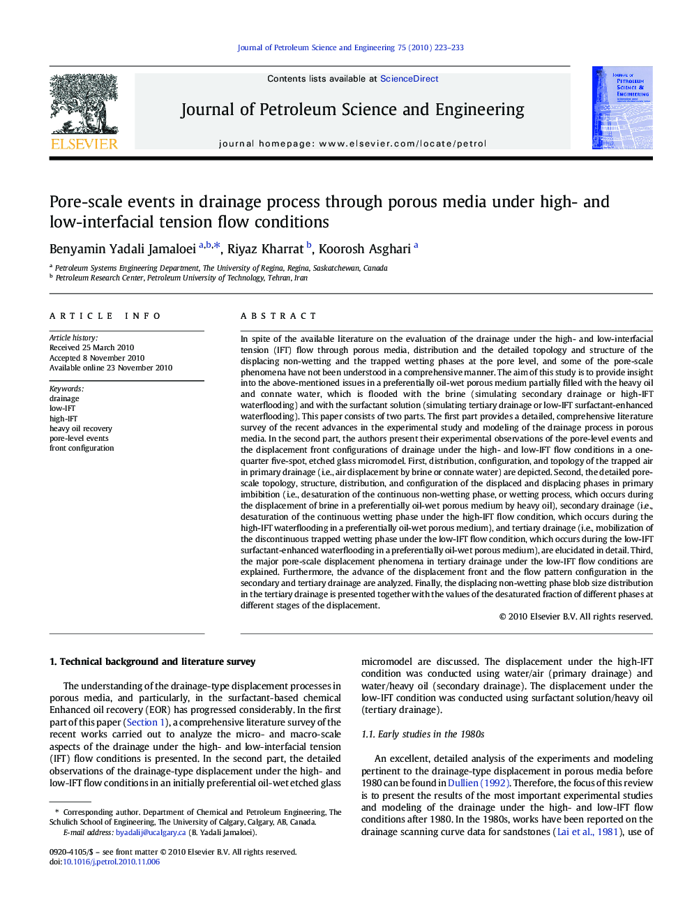 Pore-scale events in drainage process through porous media under high- and low-interfacial tension flow conditions