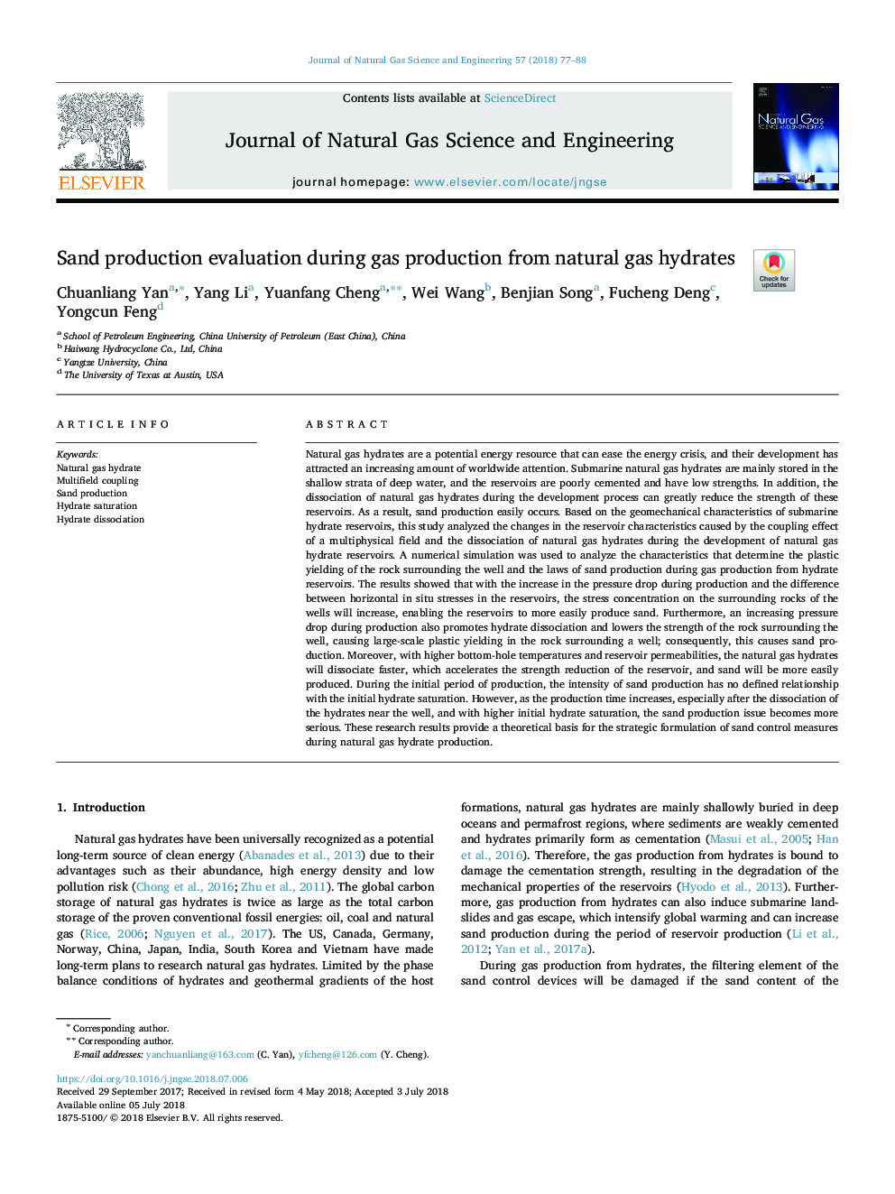 Sand production evaluation during gas production from natural gas hydrates