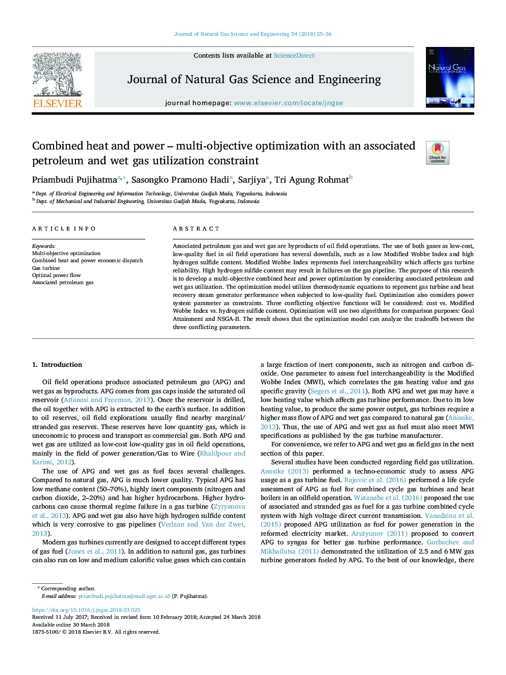 Combined heat and power - multi-objective optimization with an associated petroleum and wet gas utilization constraint