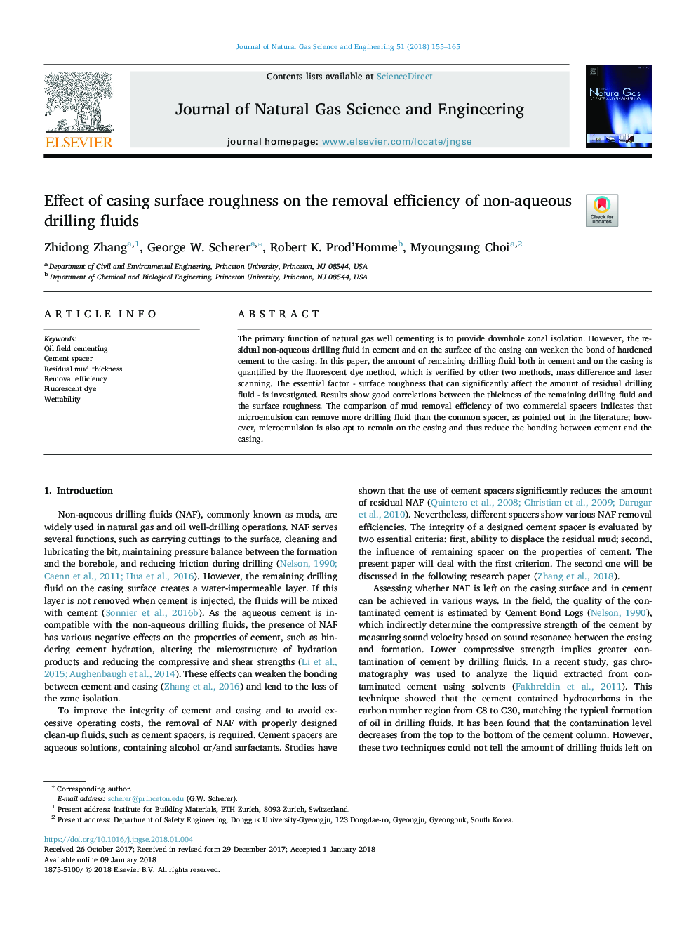 Effect of casing surface roughness on the removal efficiency of non-aqueous drilling fluids