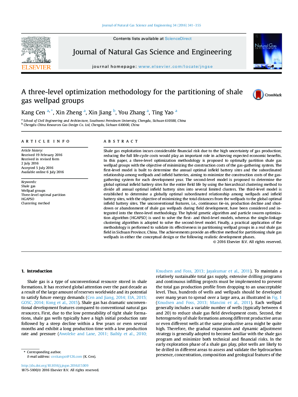 یک روش سه گانه بهینه سازی برای جداسازی گروه های گازسوزی شیل 