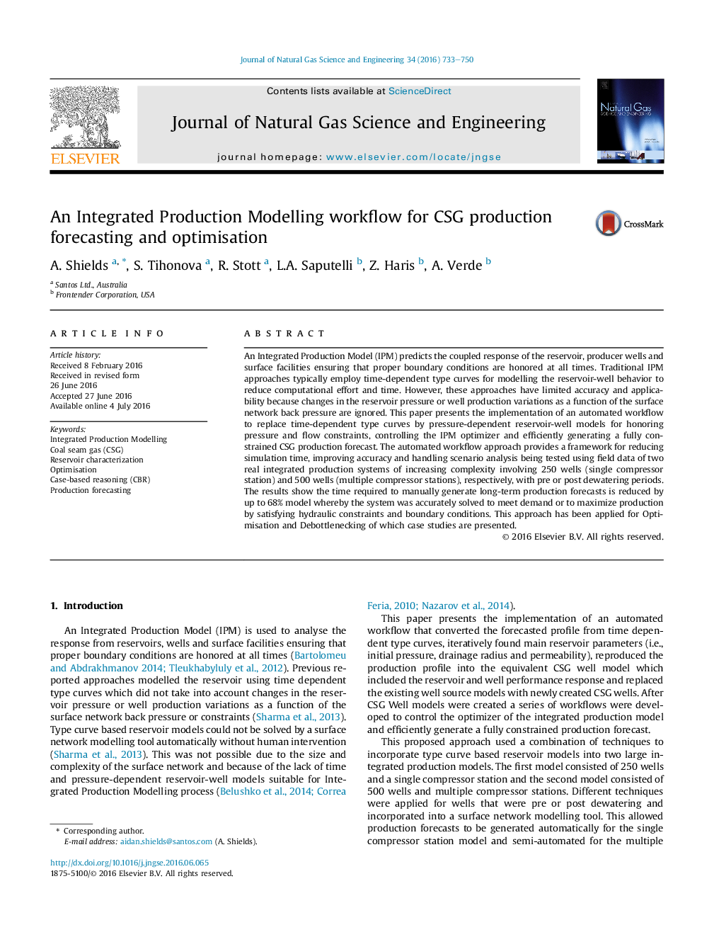 An Integrated Production Modelling workflow for CSG production forecasting and optimisation