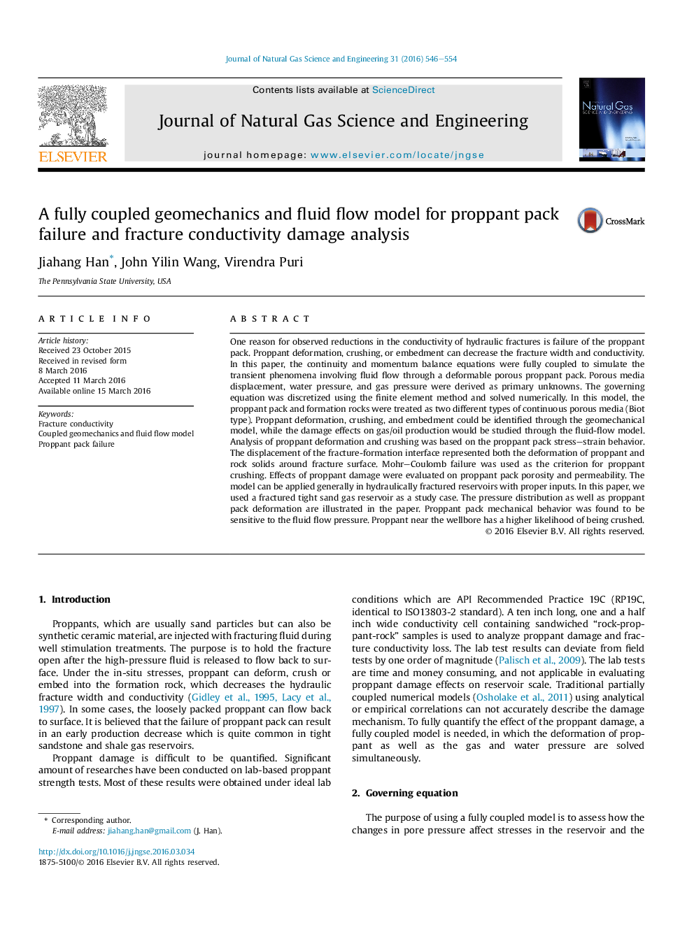 A fully coupled geomechanics and fluid flow model for proppant pack failure and fracture conductivity damage analysis