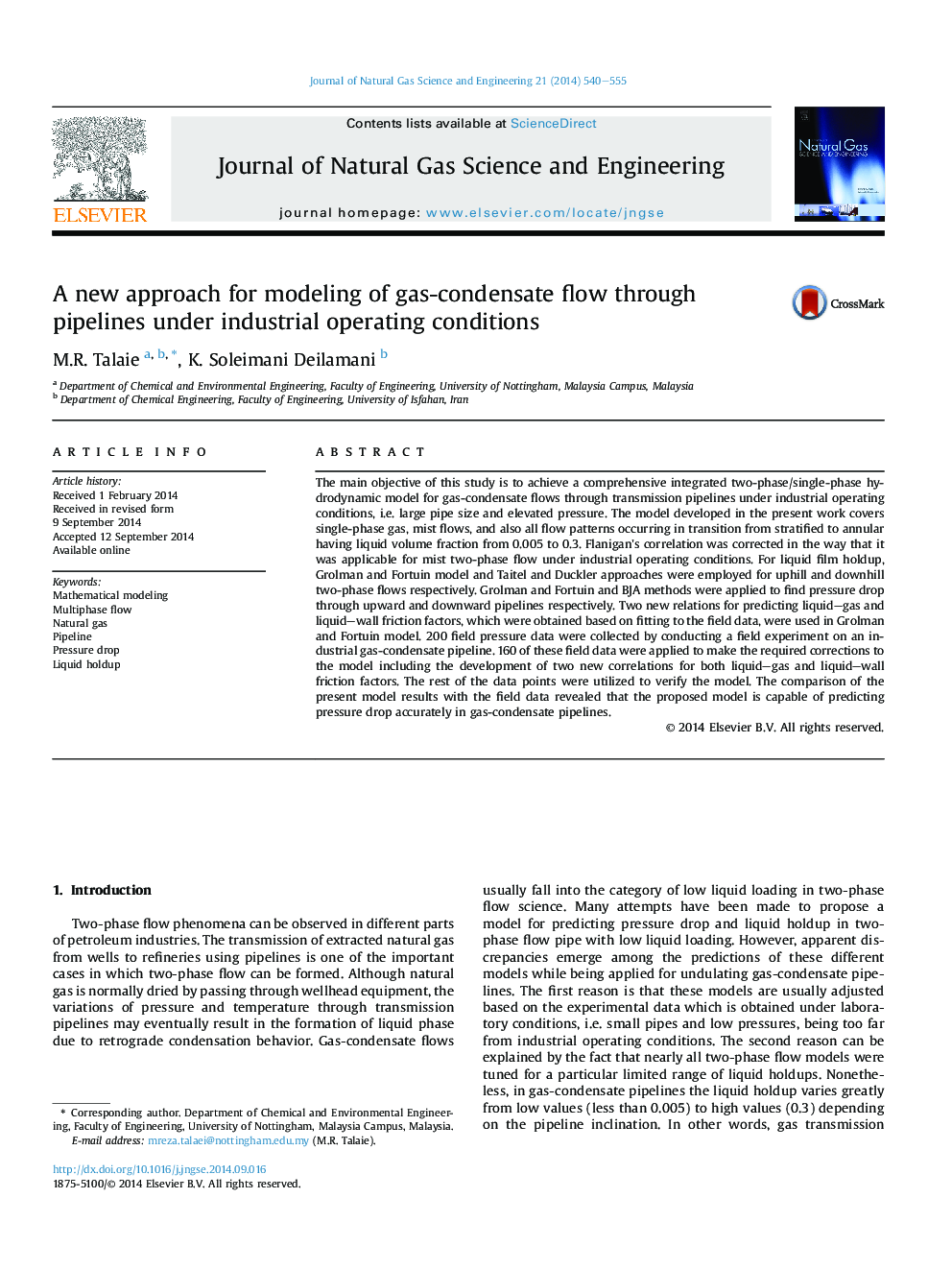 A new approach for modeling of gas-condensate flow through pipelines under industrial operating conditions