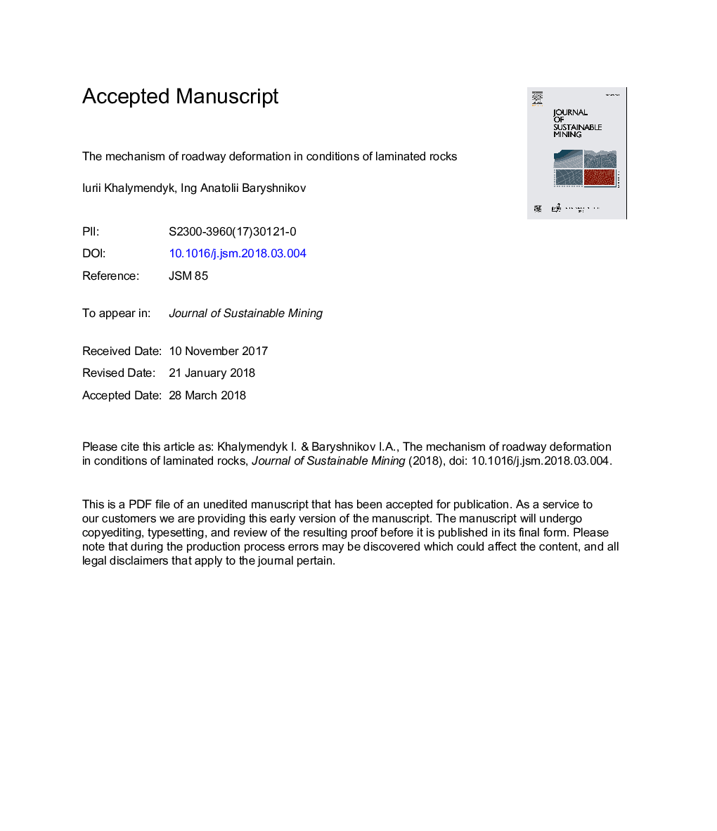 The mechanism of roadway deformation in conditions of laminated rocks