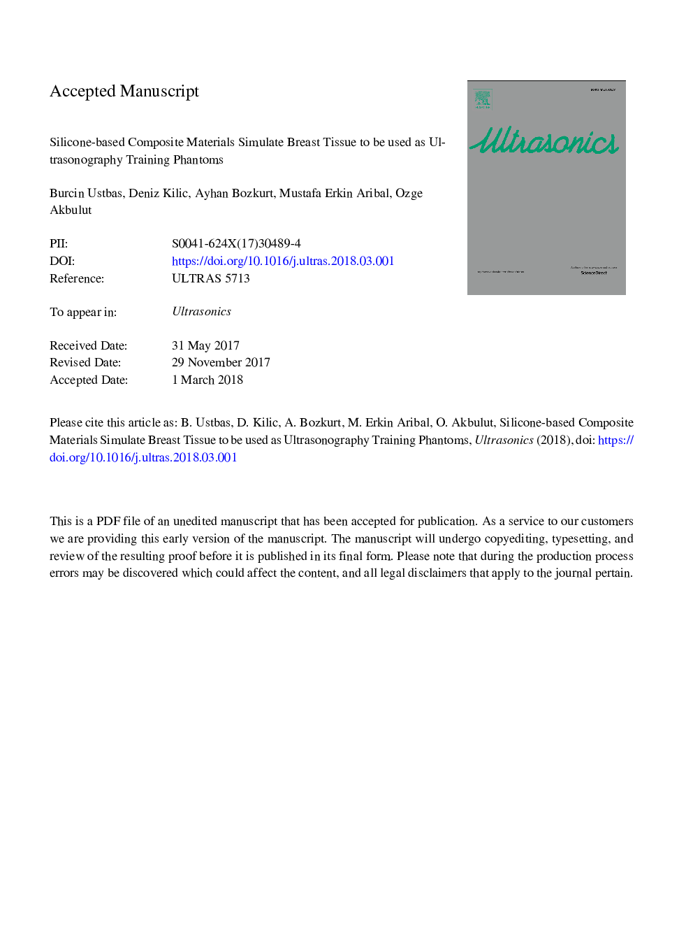 Silicone-based composite materials simulate breast tissue to be used as ultrasonography training phantoms