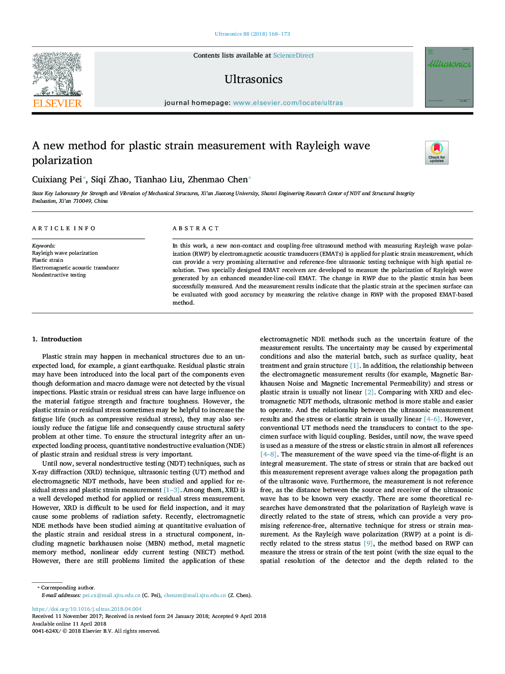 A new method for plastic strain measurement with Rayleigh wave polarization