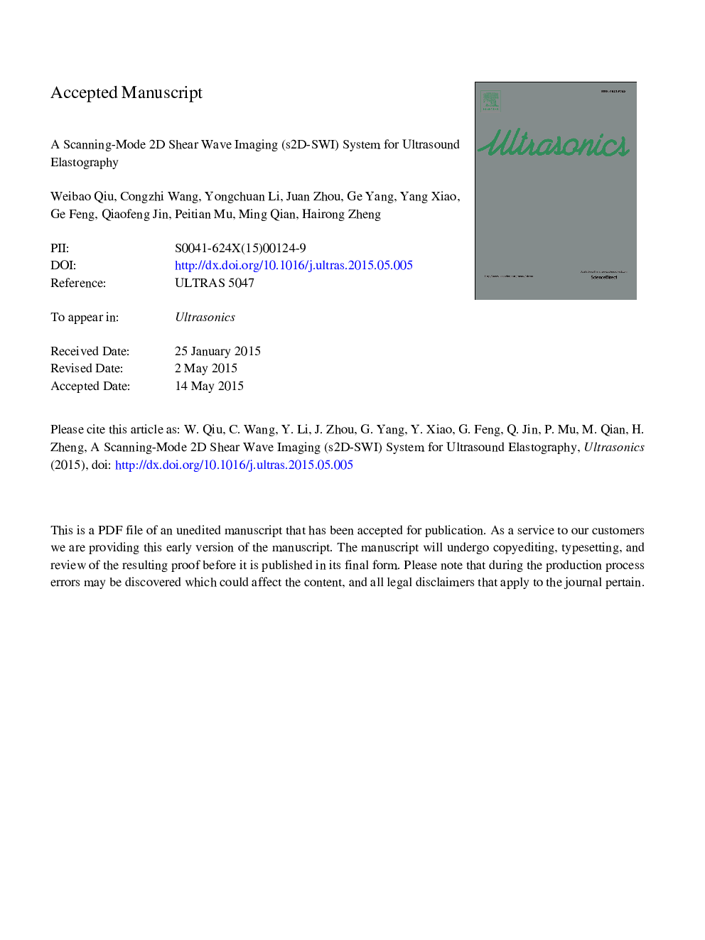 A scanning-mode 2D shear wave imaging (s2D-SWI) system for ultrasound elastography