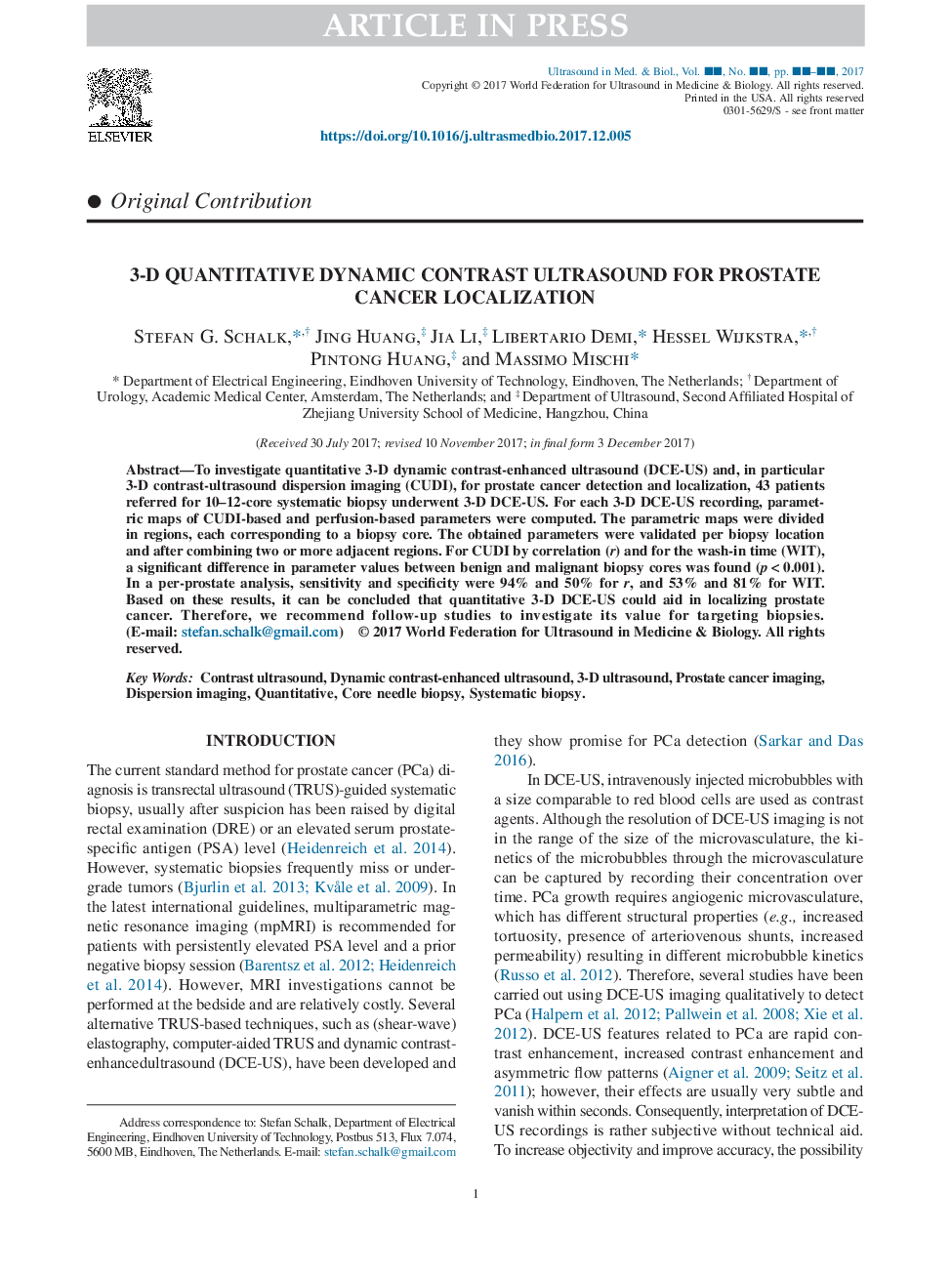 3-D Quantitative Dynamic Contrast Ultrasound for Prostate Cancer Localization