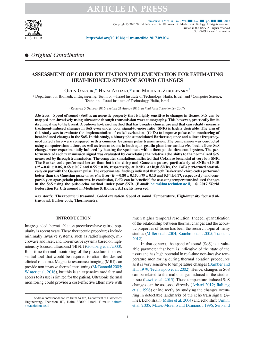 Assessment of Coded Excitation Implementation for Estimating Heat-Induced Speed of Sound Changes