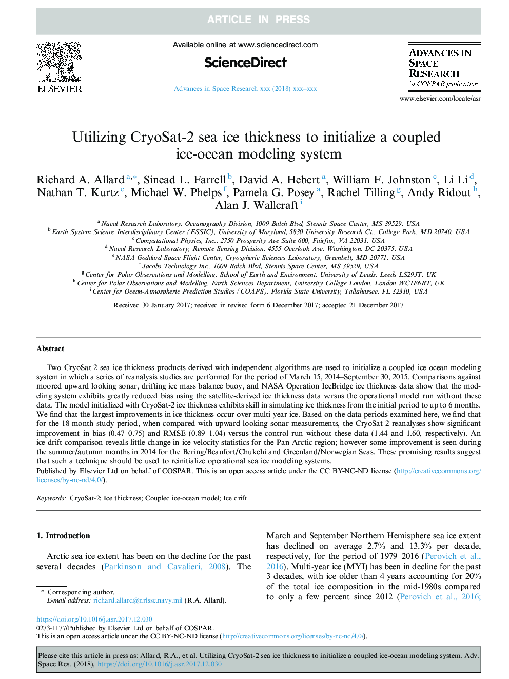 Utilizing CryoSat-2 sea ice thickness to initialize a coupled ice-ocean modeling system