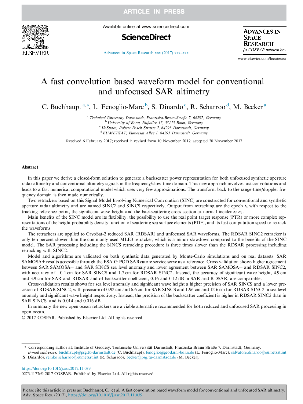 A fast convolution based waveform model for conventional and unfocused SAR altimetry