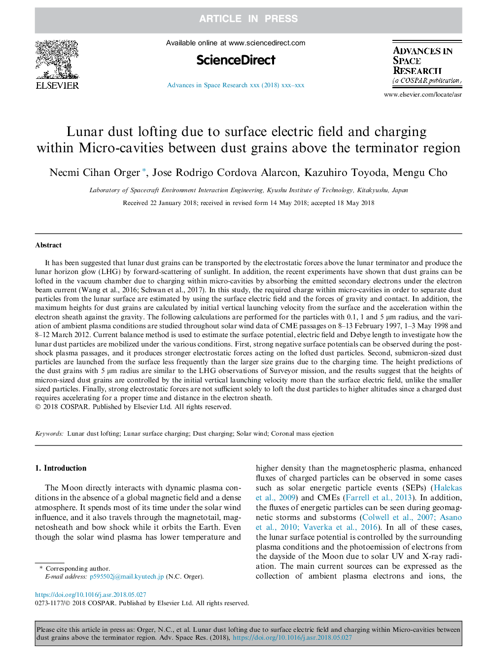 Lunar dust lofting due to surface electric field and charging within Micro-cavities between dust grains above the terminator region