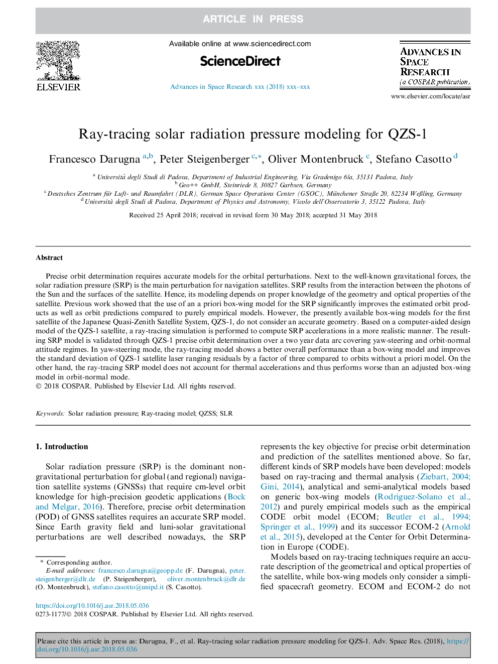 Ray-tracing solar radiation pressure modeling for QZS-1