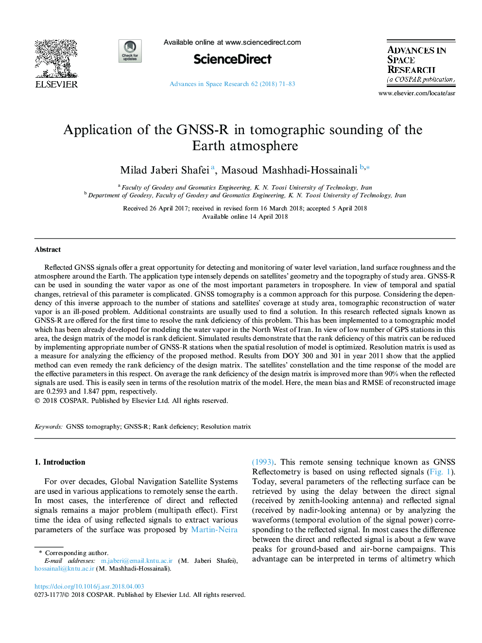Application of the GNSS-R in tomographic sounding of the Earth atmosphere