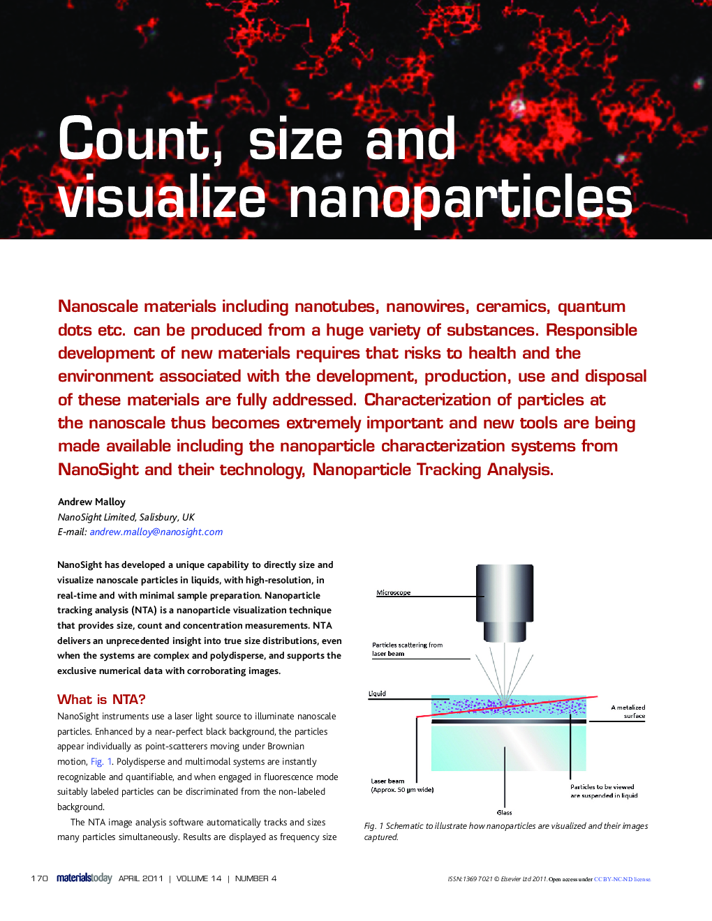 عکس صفحه اول مقاله: Count, size and visualize nanoparticles Count, size and visualize nanoparticles