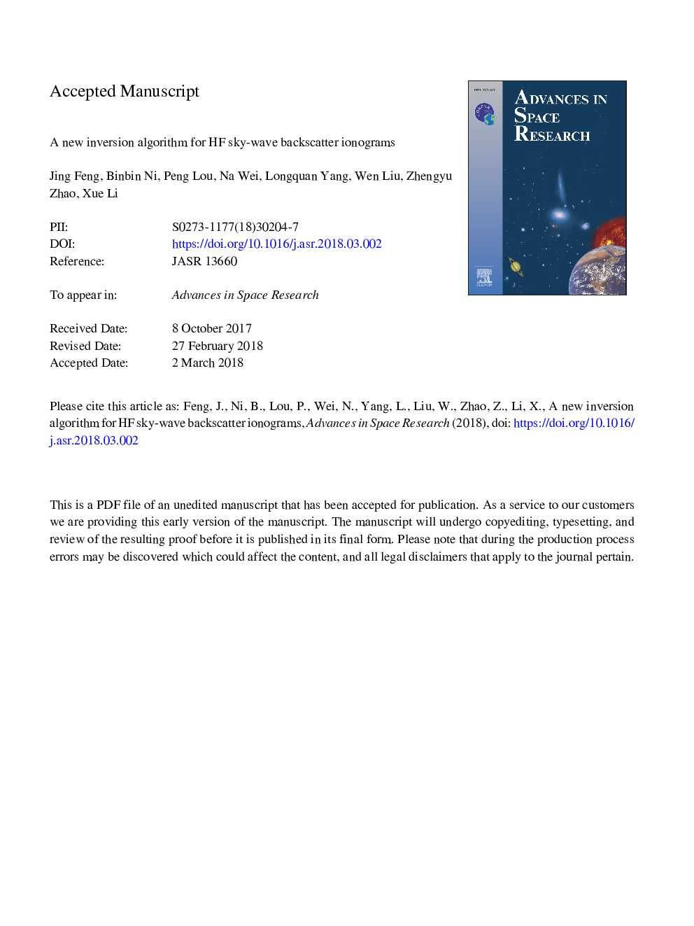 A new inversion algorithm for HF sky-wave backscatter ionograms