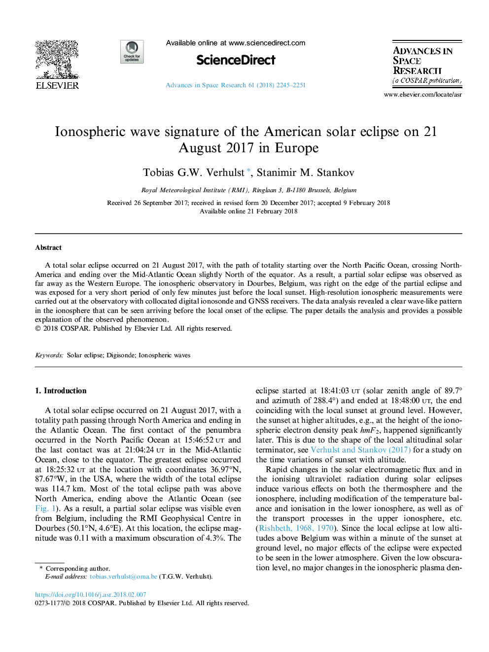 Ionospheric wave signature of the American solar eclipse on 21 August 2017 in Europe