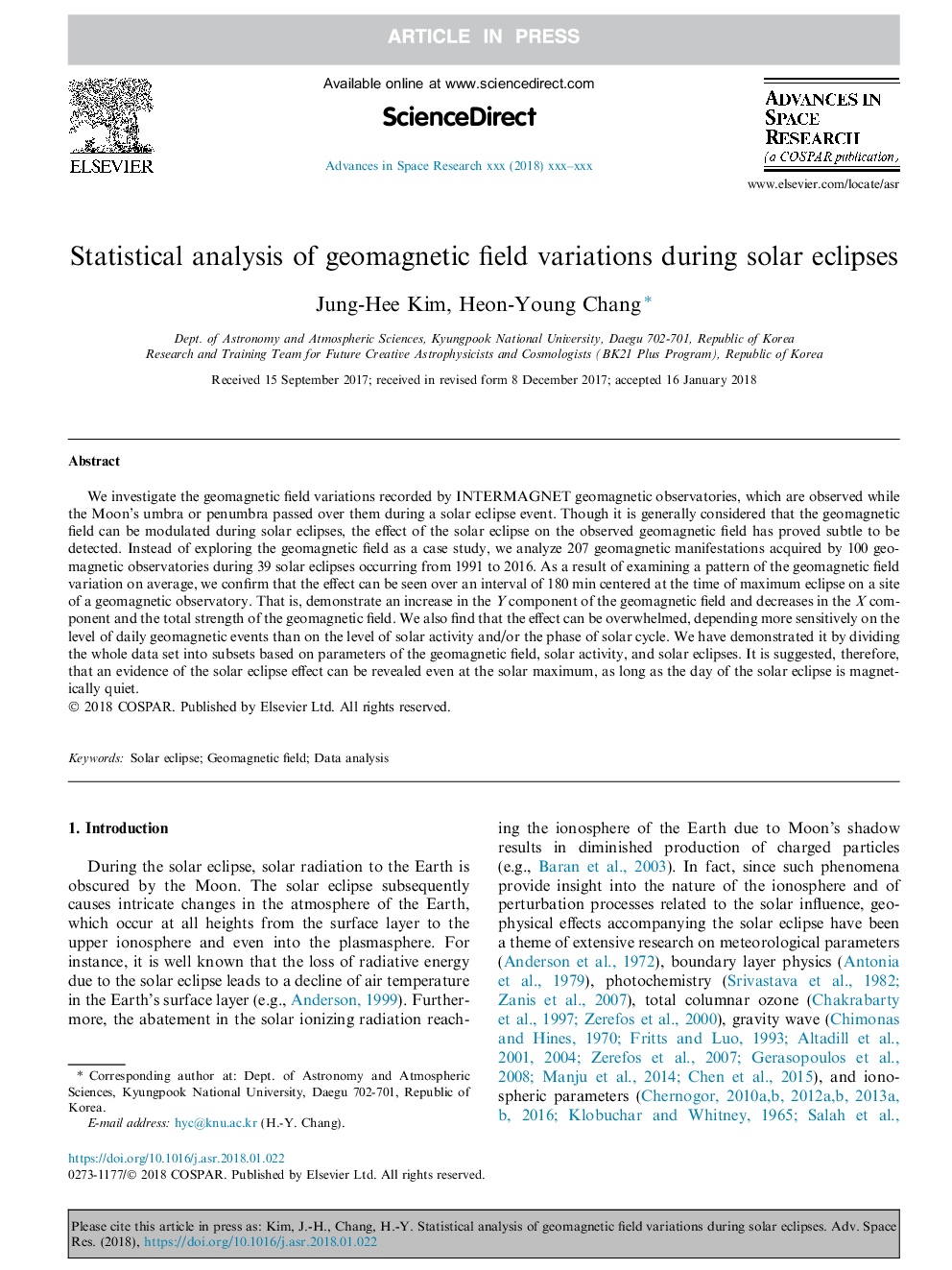 Statistical analysis of geomagnetic field variations during solar eclipses