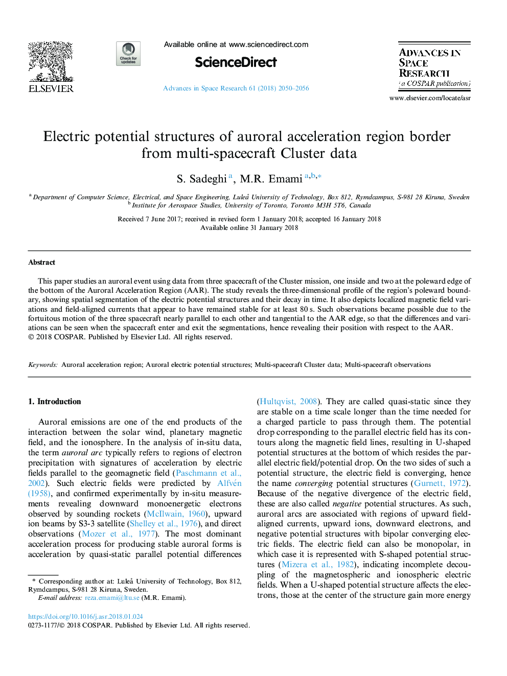 Electric potential structures of auroral acceleration region border from multi-spacecraft Cluster data