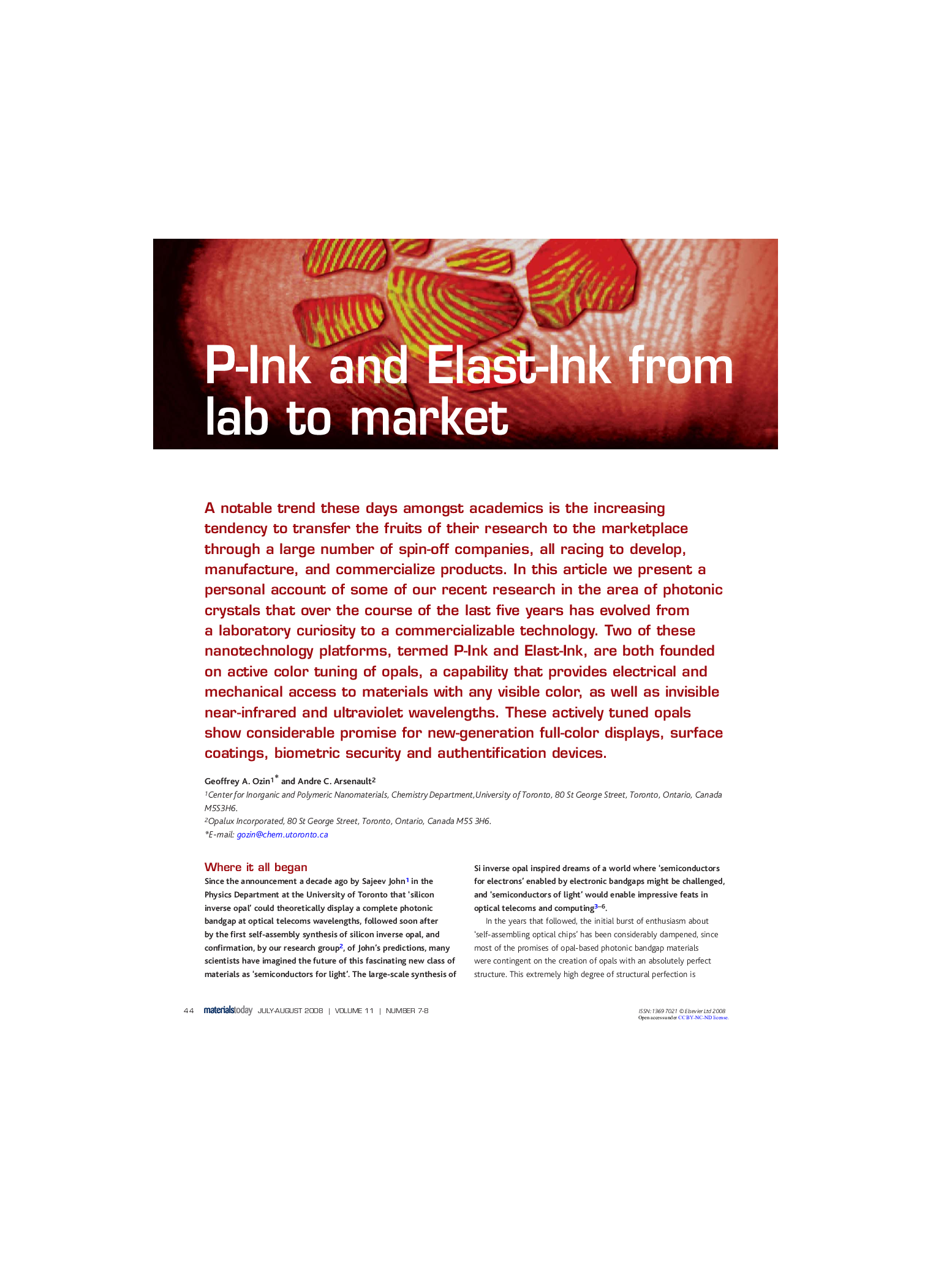 P-Ink and Elast-Ink from lab to market