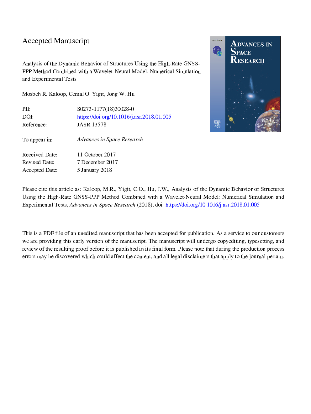 Analysis of the dynamic behavior of structures using the high-rate GNSS-PPP method combined with a wavelet-neural model: Numerical simulation and experimental tests