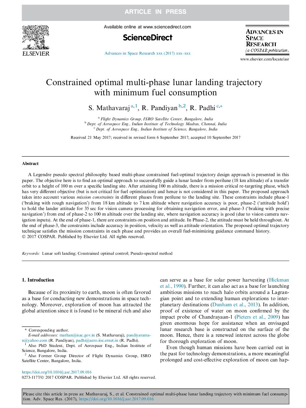 Constrained optimal multi-phase lunar landing trajectory with minimum fuel consumption