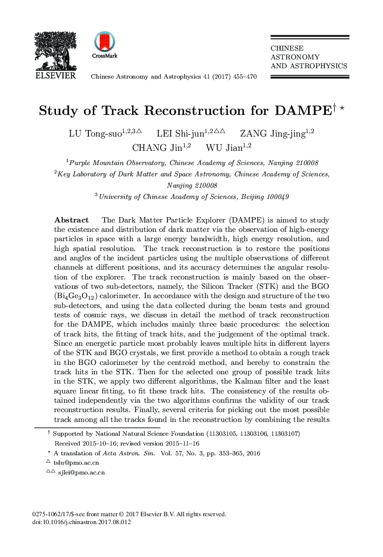 Study of Track Reconstruction for DAMPE