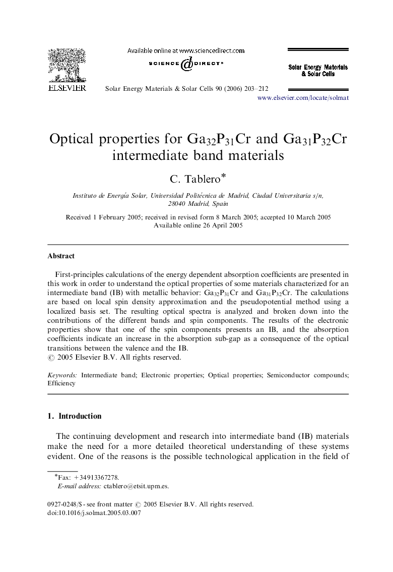 Optical properties for Ga32P31CrGa32P31Cr and Ga31P32CrGa31P32Cr intermediate band materials