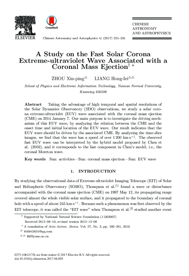 A Study on the Fast Solar Corona Extreme-ultraviolet Wave Associated with a Coronal Mass Ejection