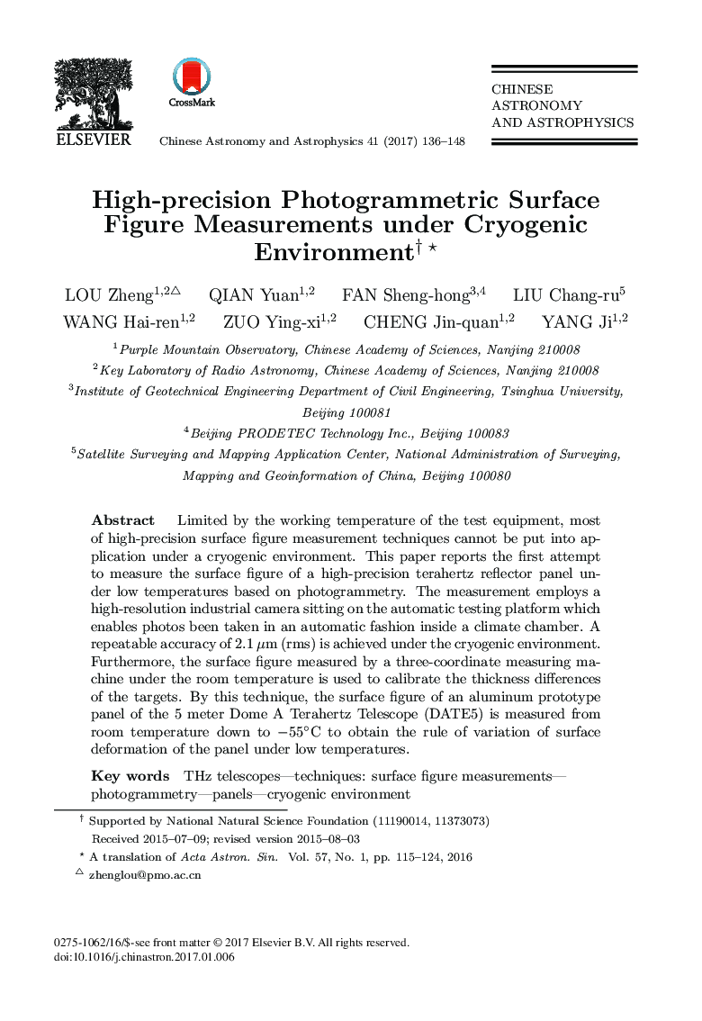 High-precision Photogrammetric Surface Figure Measurements under Cryogenic Environment