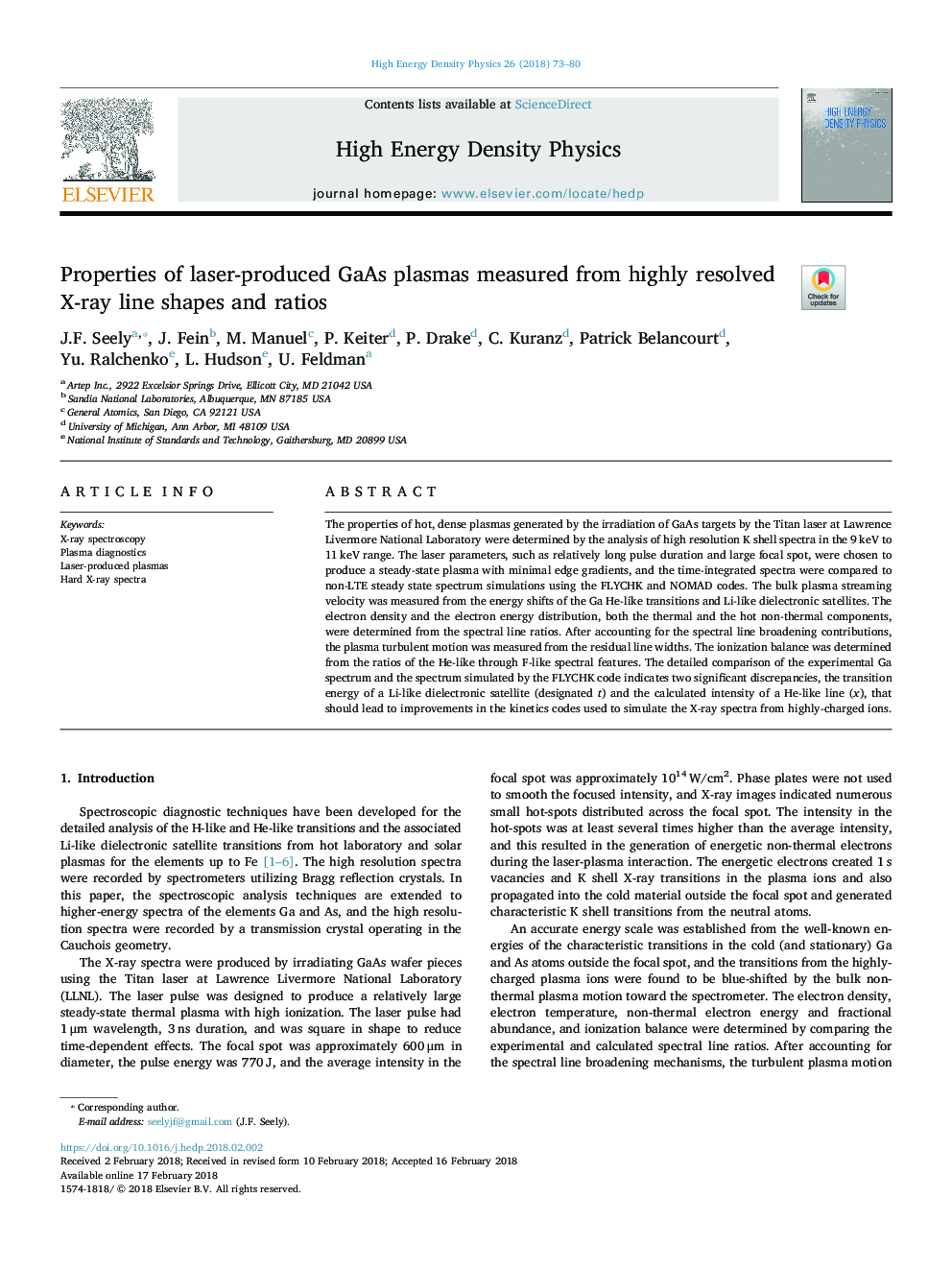 Properties of laser-produced GaAs plasmas measured from highly resolved X-ray line shapes and ratios