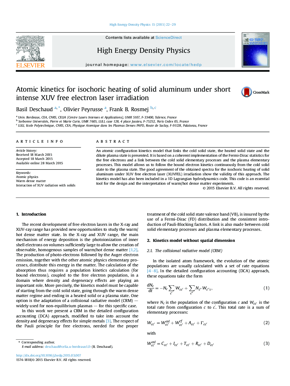 Atomic kinetics for isochoric heating of solid aluminum under short intense XUV free electron laser irradiation