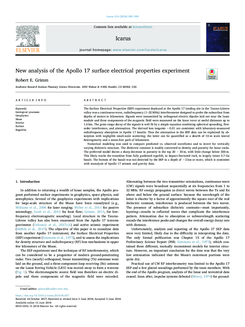 New analysis of the Apollo 17 surface electrical properties experiment