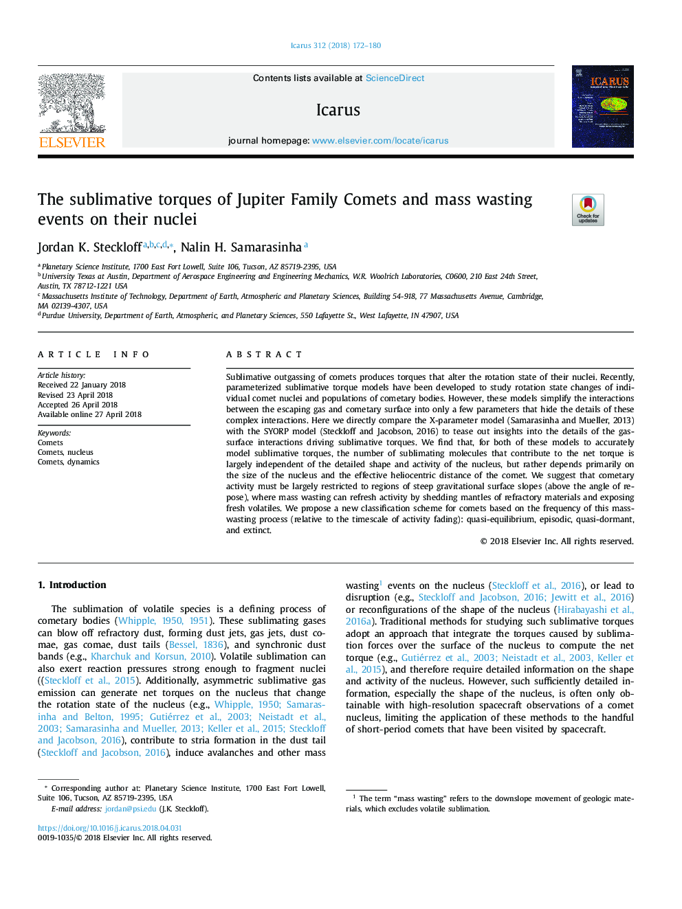 The sublimative torques of Jupiter Family Comets and mass wasting events on their nuclei