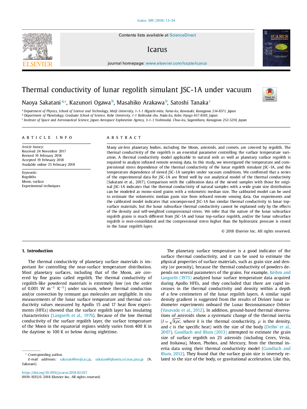 Thermal conductivity of lunar regolith simulant JSC-1A under vacuum