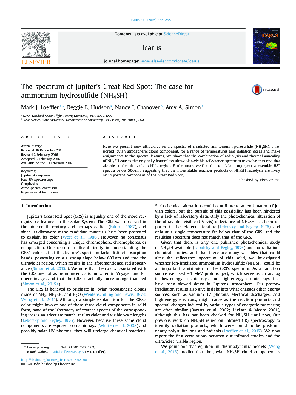 The spectrum of Jupiter's Great Red Spot: The case for ammonium hydrosulfide (NH4SH)