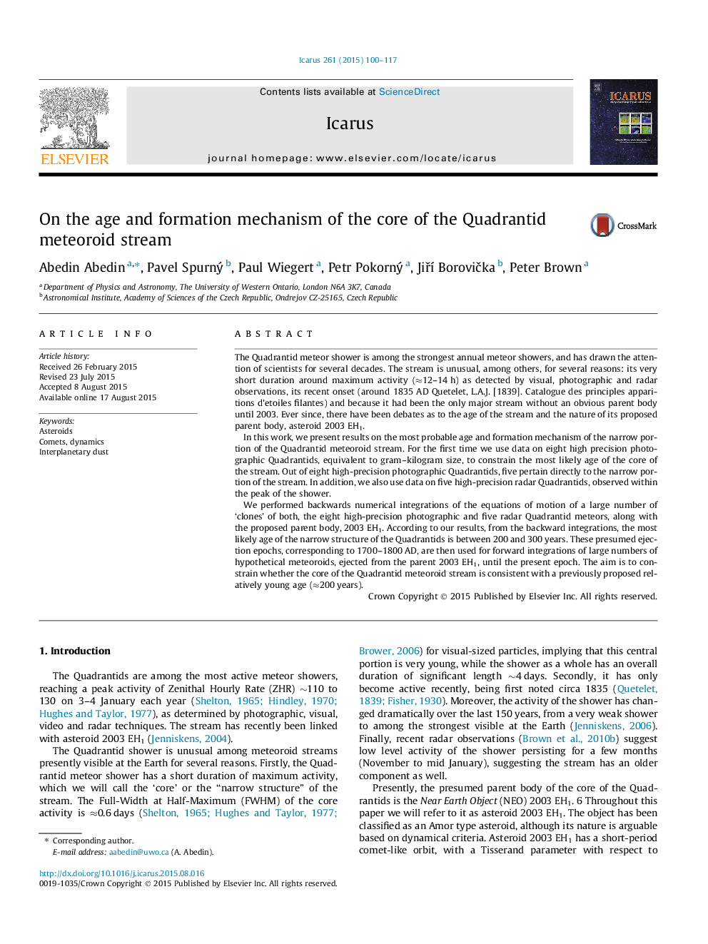 On the age and formation mechanism of the core of the Quadrantid meteoroid stream