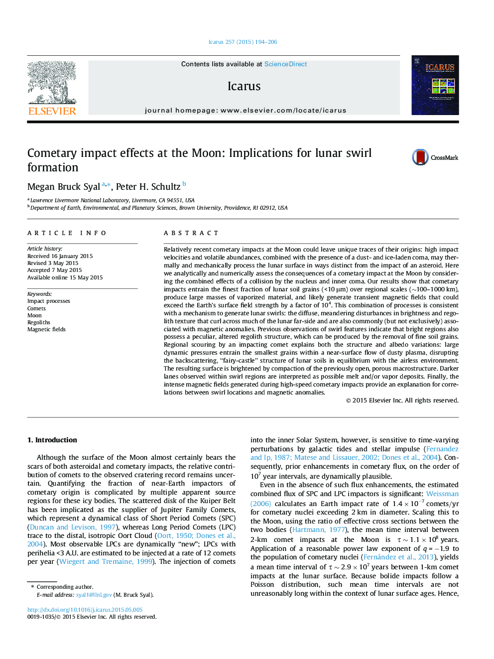 Cometary impact effects at the Moon: Implications for lunar swirl formation