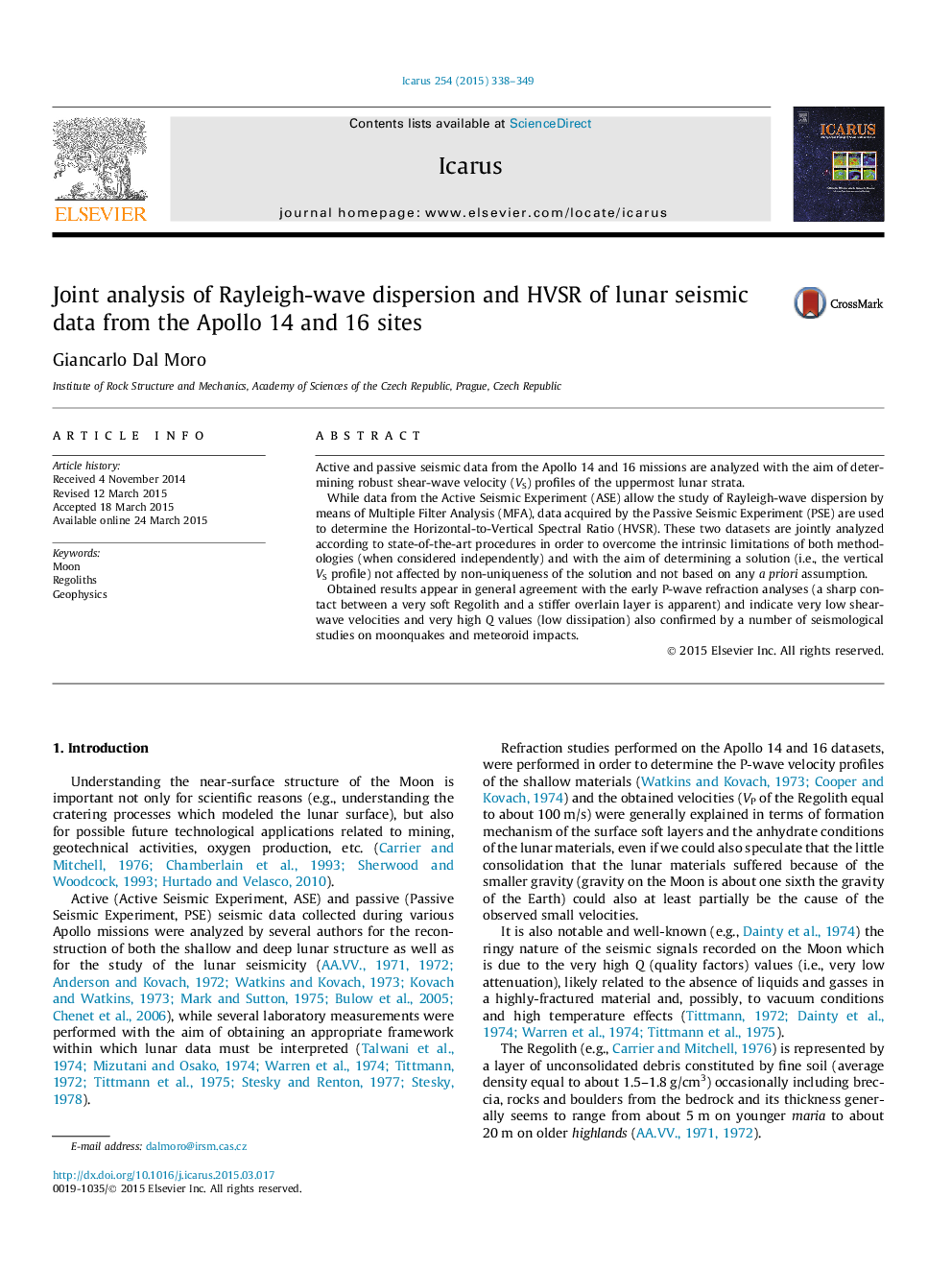 Joint analysis of Rayleigh-wave dispersion and HVSR of lunar seismic data from the Apollo 14 and 16 sites