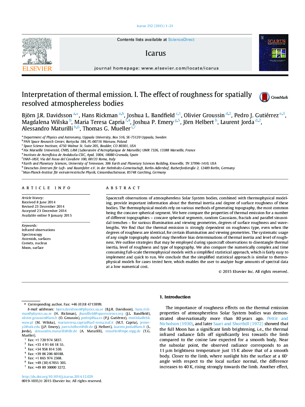 Interpretation of thermal emission. I. The effect of roughness for spatially resolved atmosphereless bodies