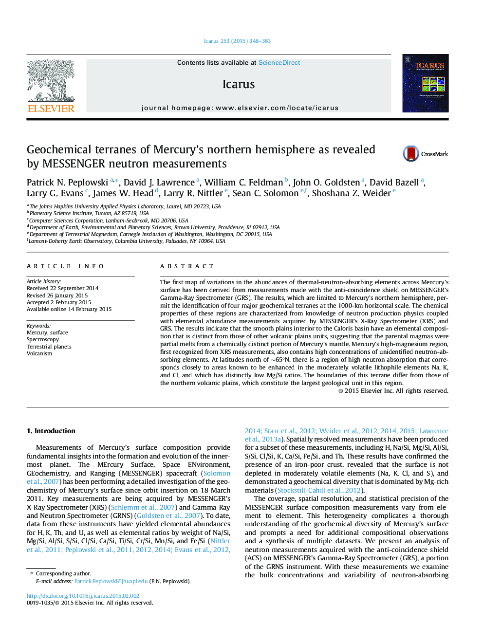 Geochemical terranes of Mercury's northern hemisphere as revealed by MESSENGER neutron measurements